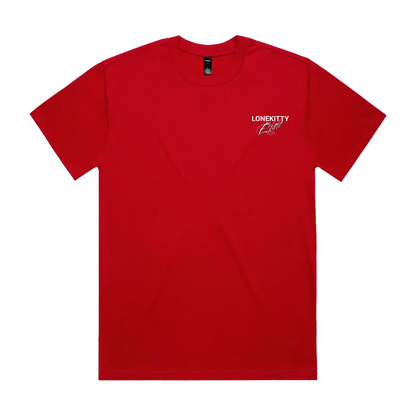Red front flat lay