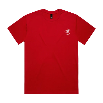 Red front flat lay