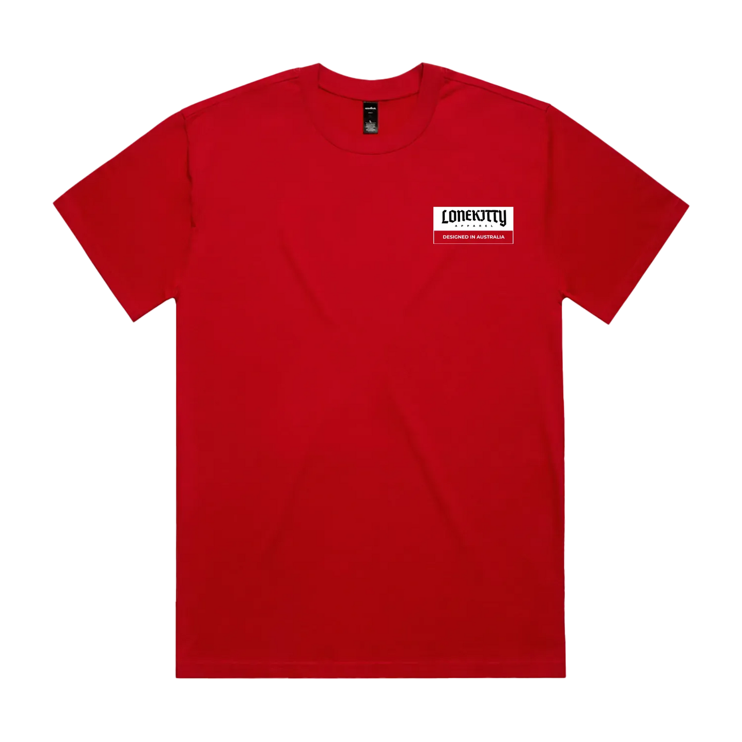 Red front flat lay