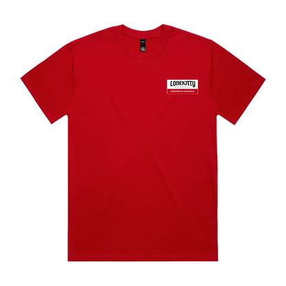 Red front flat lay