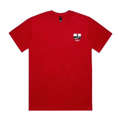 Red front flat lay